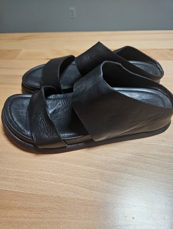 Wal & Pai Shoes - Wal & Pai Formosa Leather Slide Sandals Black 37 US 7